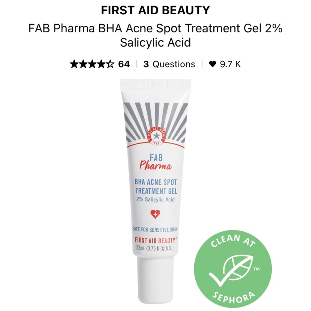 FAB BHA Acne Spot Treatment Gel 2% Salicylic Acid